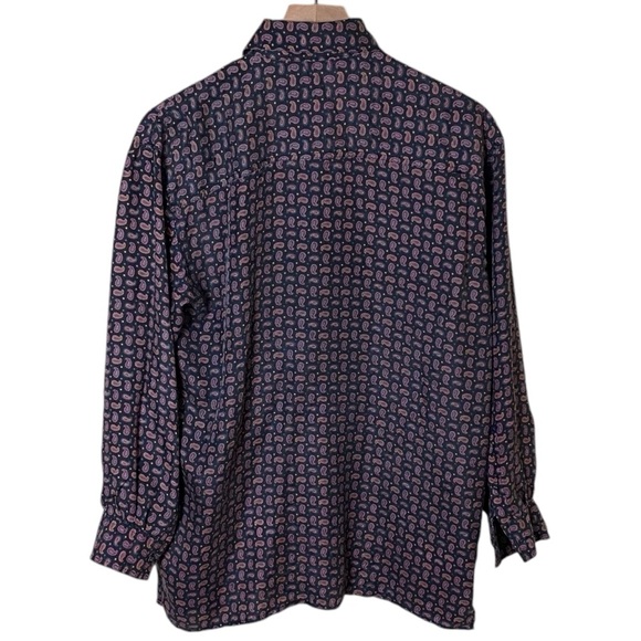 Vintage Robert Stock Black and Pink Design Silk Button Down, S - Picture 2 of 7